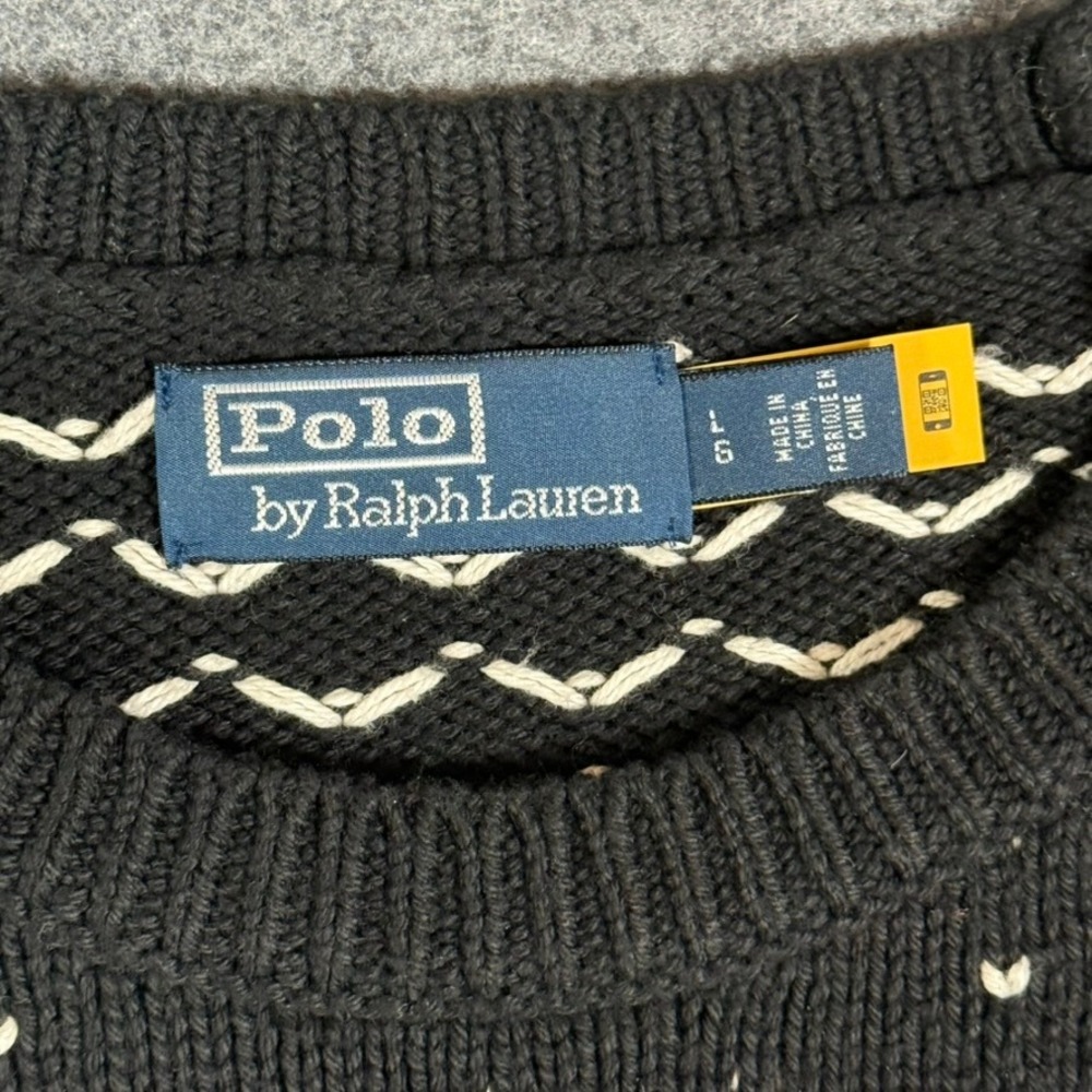 Polo Ralph Lauren Mens Black Fair Isle Cotton Cashmere Snowflake Sweater L - Picture 7 of 12